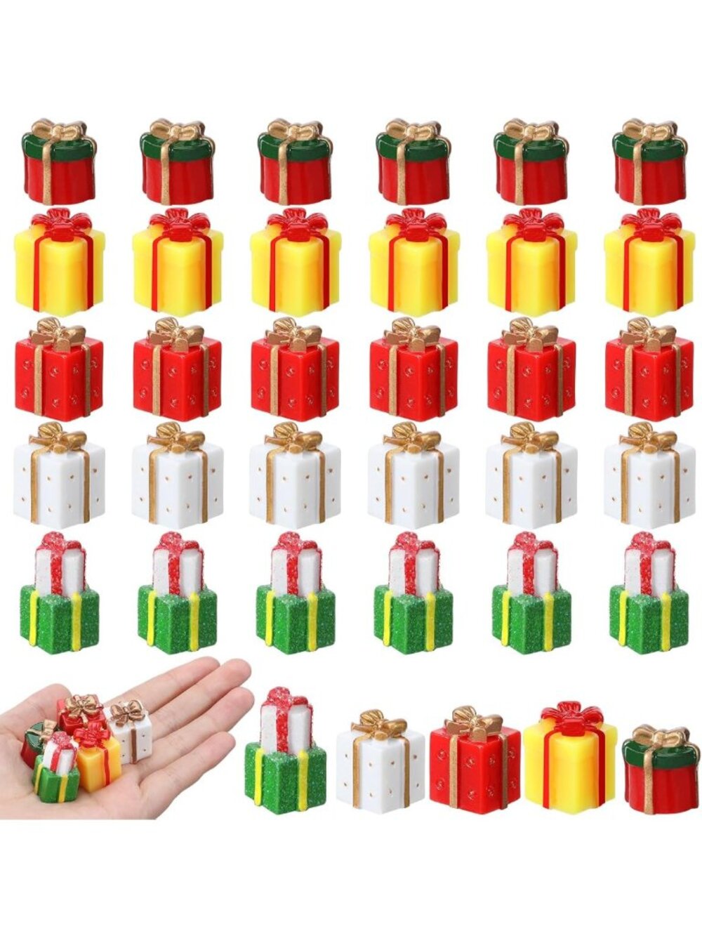 50 Pcs Mini Christmas Gift Boxes - Classic Style Holiday Decorations